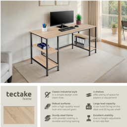tectake Stoke 4 Shelf Oak Sonoma Office Desk - Brown - Wilko - thumbnail 7