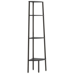 vidaXL 4 Shelf Black Wood and Steel Corner Bookcase - Wilko