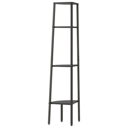 vidaXL 4 Shelf Black Wood and Steel Corner Bookcase - Wilko - thumbnail 4