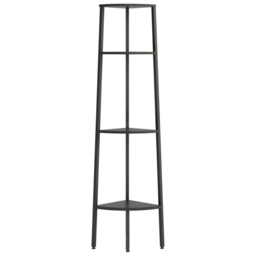 vidaXL 4 Shelf Black Wood and Steel Corner Bookcase - Wilko - thumbnail 3