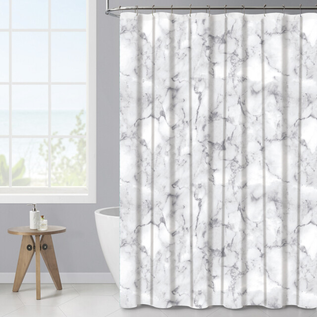 White Marble Design Shower Curtains 180 x 180cm - Wilko - image 1