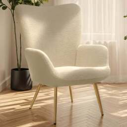 tectake Hygge Cream and Gold Boucle Padded Armchair - Size: Single - Wilko