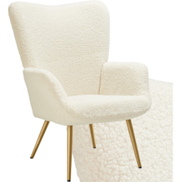 tectake Hygge Cream and Gold Boucle Padded Armchair - Size: Single - Wilko - thumbnail 3