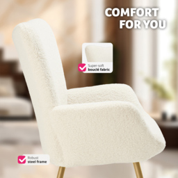 tectake Hygge Cream and Gold Boucle Padded Armchair - Size: Single - Wilko - thumbnail 7
