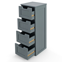 Costway 4 Drawer Grey Floor Bathroom Storage Cabinet - Size: 91 x 38 x 15cm - Wilko - thumbnail 3