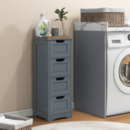 Costway 4 Drawer Grey Floor Bathroom Storage Cabinet - Size: 91 x 38 x 15cm - Wilko - thumbnail 4