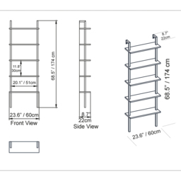 Decorotika Piante 5 Shelf White Marble and Gold Bookshelf - Size: 174 x 60 x 22cm - Multi - Wilko - thumbnail 7