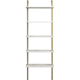 Decorotika Piante 5 Shelf White Marble and Gold Bookshelf - Size: 174 x 60 x 22cm - Multi - Wilko - thumbnail 3