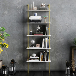 Decorotika Piante 5 Shelf White Marble and Gold Bookshelf - Size: 174 x 60 x 22cm - Multi - Wilko - thumbnail 4