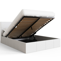 GFW King Size White Faux Leather End Lift Ottoman Bed with Bonnell Mattress - Wilko - thumbnail 5