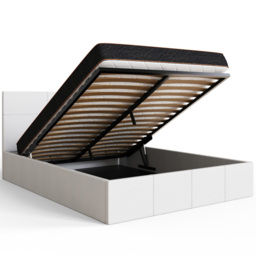 GFW King Size White Faux Leather End Lift Ottoman Bed with Bonnell Mattress - Wilko - thumbnail 6