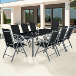 tectake Pompeii 8 Seater Adjustable Garden Dining Table Set Anthracite - Grey - Wilko