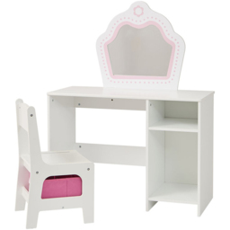 Liberty House Toys Kids Dressing Table - Size: 100 x 77 x 34cm - White & Pink - Wilko - thumbnail 4