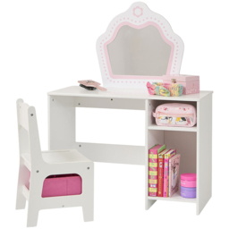 Liberty House Toys Kids Dressing Table - Size: 100 x 77 x 34cm - White & Pink - Wilko - thumbnail 3