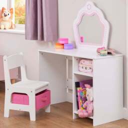 Liberty House Toys Kids Dressing Table - Size: 100 x 77 x 34cm - White & Pink - Wilko - thumbnail 1