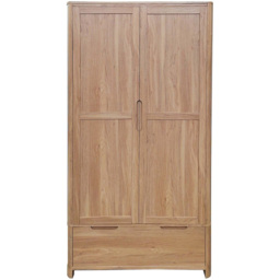 Brooklyn 2 Door Single Drawer Oak Wardrobe - Size: 2 Door, Single Drawer - Brown - Wilko - thumbnail 3