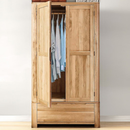 Brooklyn 2 Door Single Drawer Oak Wardrobe - Size: 2 Door, Single Drawer - Brown - Wilko - thumbnail 1