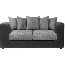 Luxor 5 Seater Black and Grey Jumbo Cord Scatter Back Sofa Set - Multi - Wilko - thumbnail 4