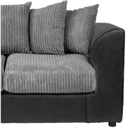 Luxor 5 Seater Black and Grey Jumbo Cord Scatter Back Sofa Set - Multi - Wilko - thumbnail 7