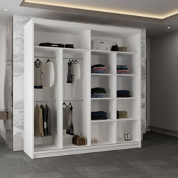 Sliding Wardrobes 4U Moon 2 Door White Wide Mirrored Wardrobe 203cm - Wilko - thumbnail 5