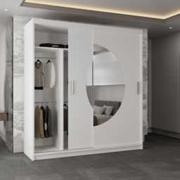 Sliding Wardrobes 4U Moon 2 Door White Wide Mirrored Wardrobe 203cm - Wilko - thumbnail 4