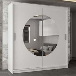 Sliding Wardrobes 4U Moon 2 Door White Wide Mirrored Wardrobe 203cm - Wilko - thumbnail 1