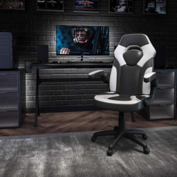 FWStyle X10 Black and White Faux Leather Racer Style Gaming Chair - Size: 117 x 67 x 63cm - Wilko - thumbnail 5