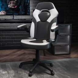 FWStyle X10 Black and White Faux Leather Racer Style Gaming Chair - Size: 117 x 67 x 63cm - Wilko