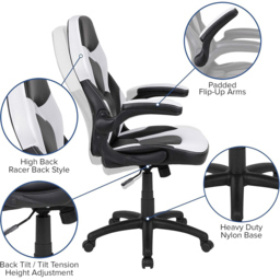 FWStyle X10 Black and White Faux Leather Racer Style Gaming Chair - Size: 117 x 67 x 63cm - Wilko - thumbnail 6