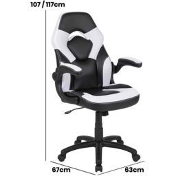 FWStyle X10 Black and White Faux Leather Racer Style Gaming Chair - Size: 117 x 67 x 63cm - Wilko - thumbnail 7