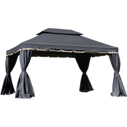 Outsunny 3 x 4m Black 2 Tier Roof Aluminium Garden Gazebo - Wilko - thumbnail 3