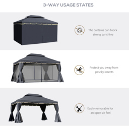 Outsunny 3 x 4m Black 2 Tier Roof Aluminium Garden Gazebo - Wilko - thumbnail 5