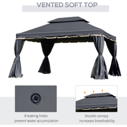Outsunny 3 x 4m Black 2 Tier Roof Aluminium Garden Gazebo - Wilko - thumbnail 6