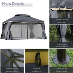 Outsunny 3 x 4m Black 2 Tier Roof Aluminium Garden Gazebo - Wilko - thumbnail 7