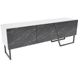 Decorotika Parla 3 Door Black Marble and White TV Unit - Size: 50.6 x 150 x 35cm - Multi - Wilko - thumbnail 3