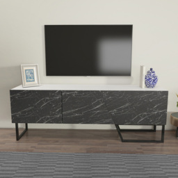Decorotika Parla 3 Door Black Marble and White TV Unit - Size: 50.6 x 150 x 35cm - Multi - Wilko - thumbnail 7