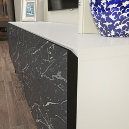 Decorotika Parla 3 Door Black Marble and White TV Unit - Size: 50.6 x 150 x 35cm - Multi - Wilko - thumbnail 6