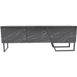 Decorotika Parla 3 Door Black Marble and White TV Unit - Size: 50.6 x 150 x 35cm - Multi - Wilko - thumbnail 4