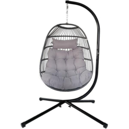 Alivio Grey Freestanding Foldable Steel Frame Hanging Egg Chair with Cushion - Size: 202 x 129 x 68cm - Wilko - thumbnail 3