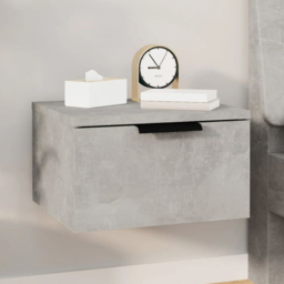 vidaXL Set of 2 Concrete Grey Wall Mounted Bedside Cabinet - Size: Single Drawer - Wilko - thumbnail 1
