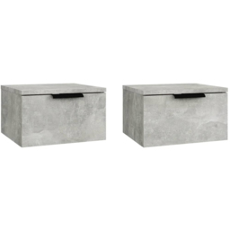vidaXL Set of 2 Concrete Grey Wall Mounted Bedside Cabinet - Size: Single Drawer - Wilko - thumbnail 3