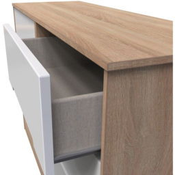 Crowndale Monaco 6 Drawer White Gloss and Bardolino Oak Wide Chest of Drawers Ready Assembled - White Gloss & Bardolino Oak - Wilko - thumbnail 7