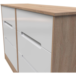 Crowndale Monaco 6 Drawer White Gloss and Bardolino Oak Wide Chest of Drawers Ready Assembled - White Gloss & Bardolino Oak - Wilko - thumbnail 6