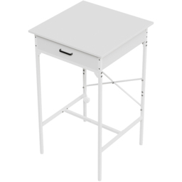 Living and Home Single Drawer White Bar Table with Built-In Charging Station - Size: 102.5 x 60 x 60cm - Wilko - thumbnail 3