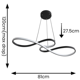 ValueLights Infinity Black Swirl Integrated LED Ceiling Light - Size: 120 x 81 x 27.5cm - Wilko - thumbnail 7