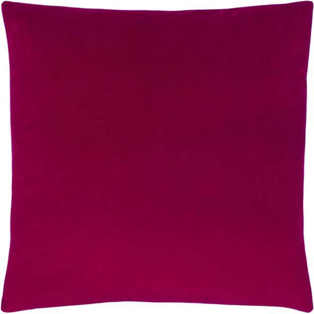 Paoletti Sunningdale Cerise Square Velvet Cushion - Size: 50 x 50 cm - Pink - Wilko - image 1
