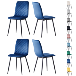 Lexi Set of 4 Blue Velvet Fabric Dining Chairs - MCC - Wilko - thumbnail 3