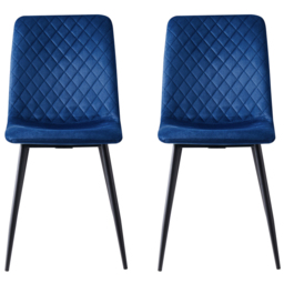 Lexi Set of 4 Blue Velvet Fabric Dining Chairs - MCC - Wilko - thumbnail 4