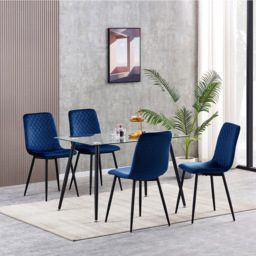 Lexi Set of 4 Blue Velvet Fabric Dining Chairs - MCC - Wilko - thumbnail 6