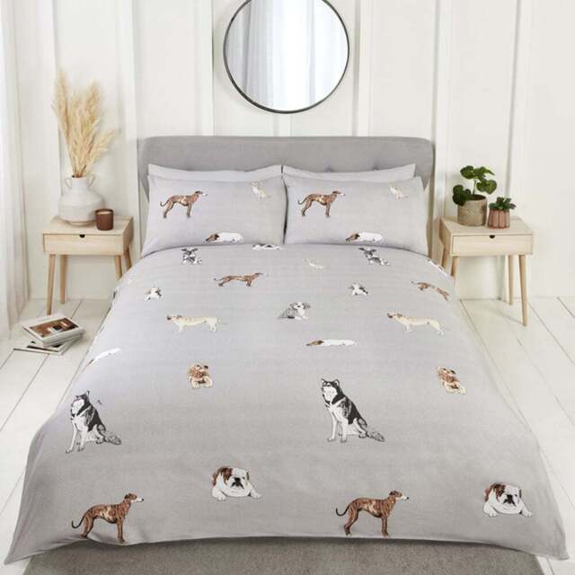 Rapport Home Paws and Tails King Size Grey Duvet Set - Silver - Wilko - image 1